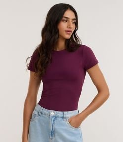 Body Básico em Poliamida com Mangas Curtas