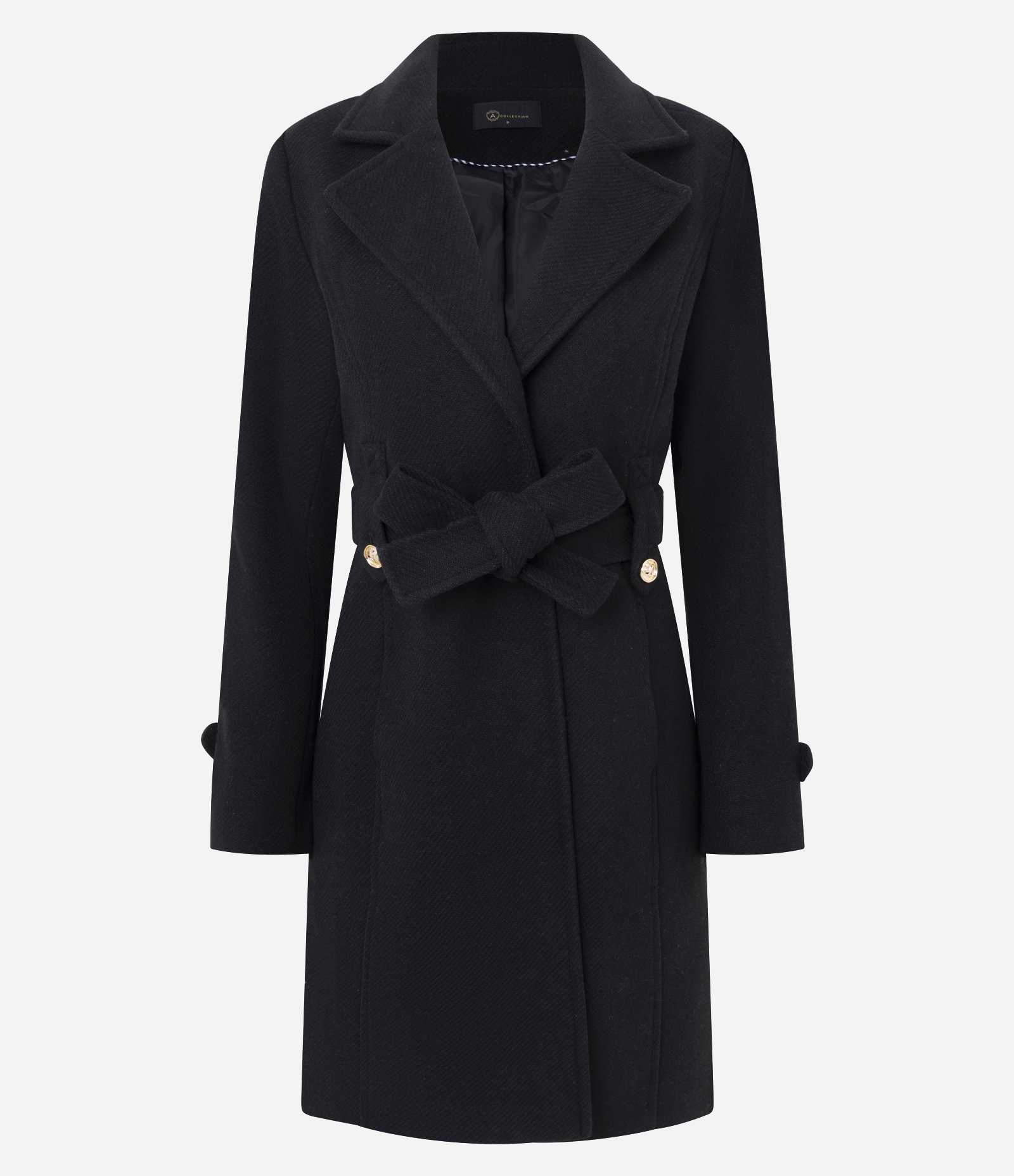 Casaco em Polyvelour com Faixa de Amarração e Botões Metalizados Preto 6