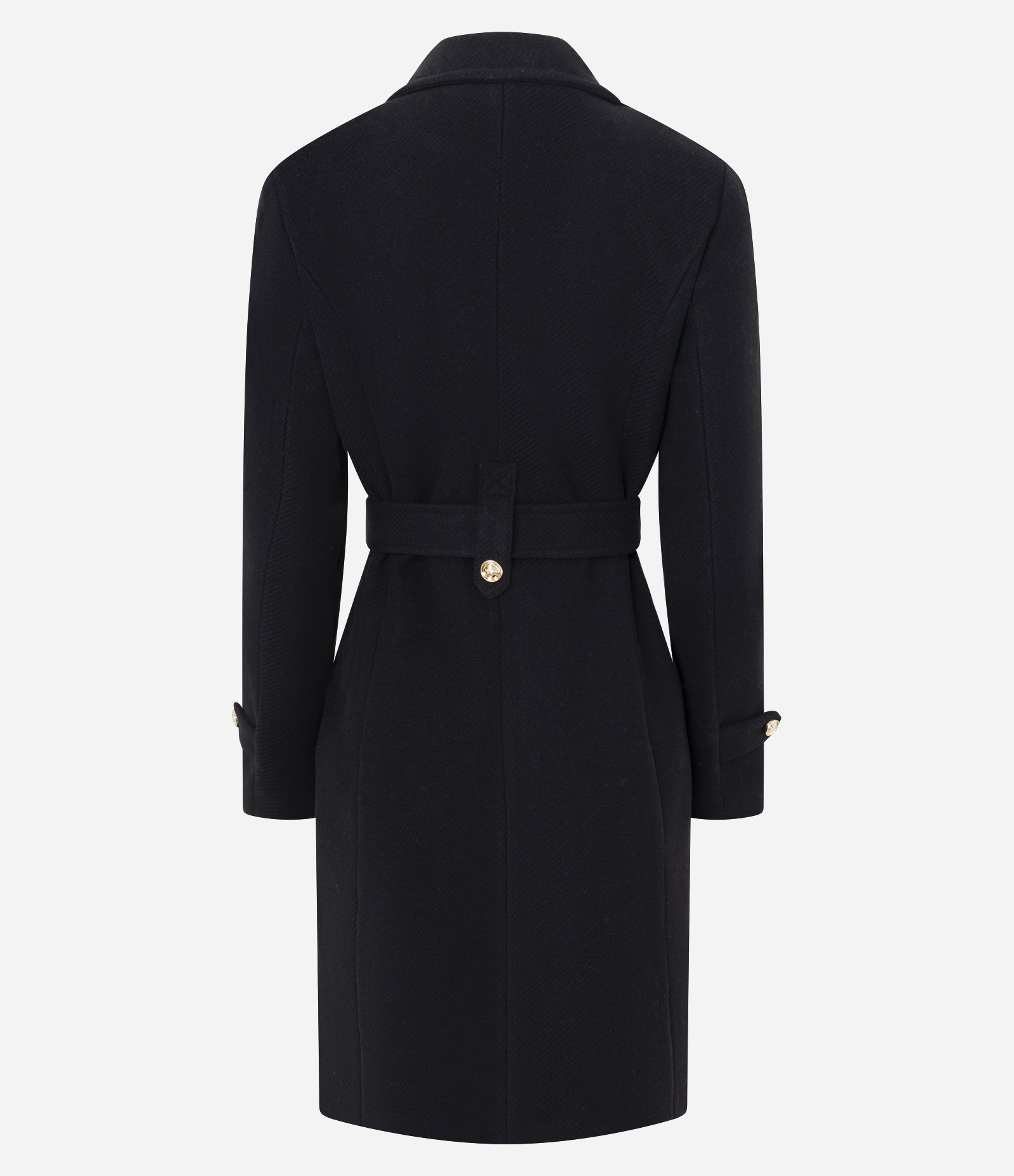 Casaco em Polyvelour com Faixa de Amarração e Botões Metalizados Preto 8