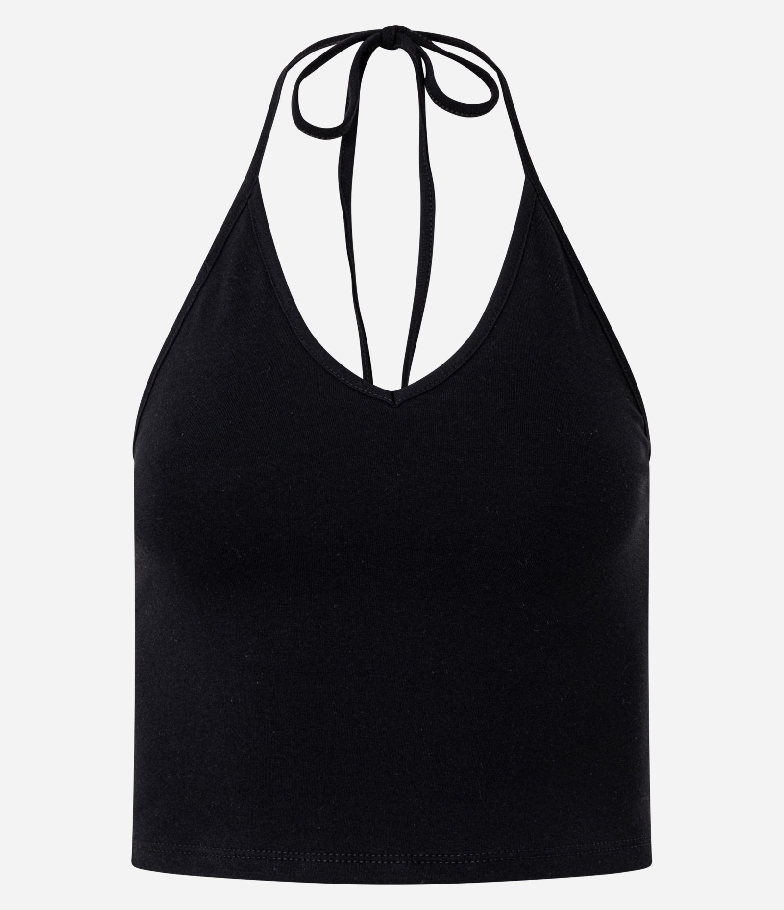 Blusa Cropped Frente Única em Cotton com Amarração Preto 5