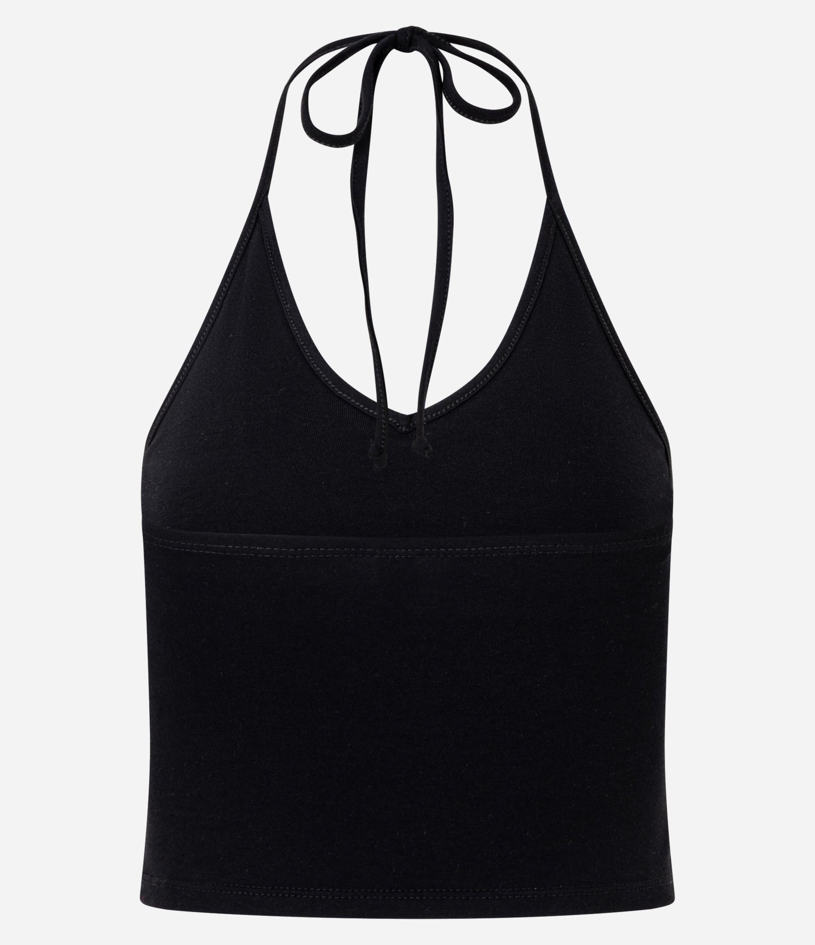 Blusa Cropped Frente Única em Cotton com Amarração Preto 6