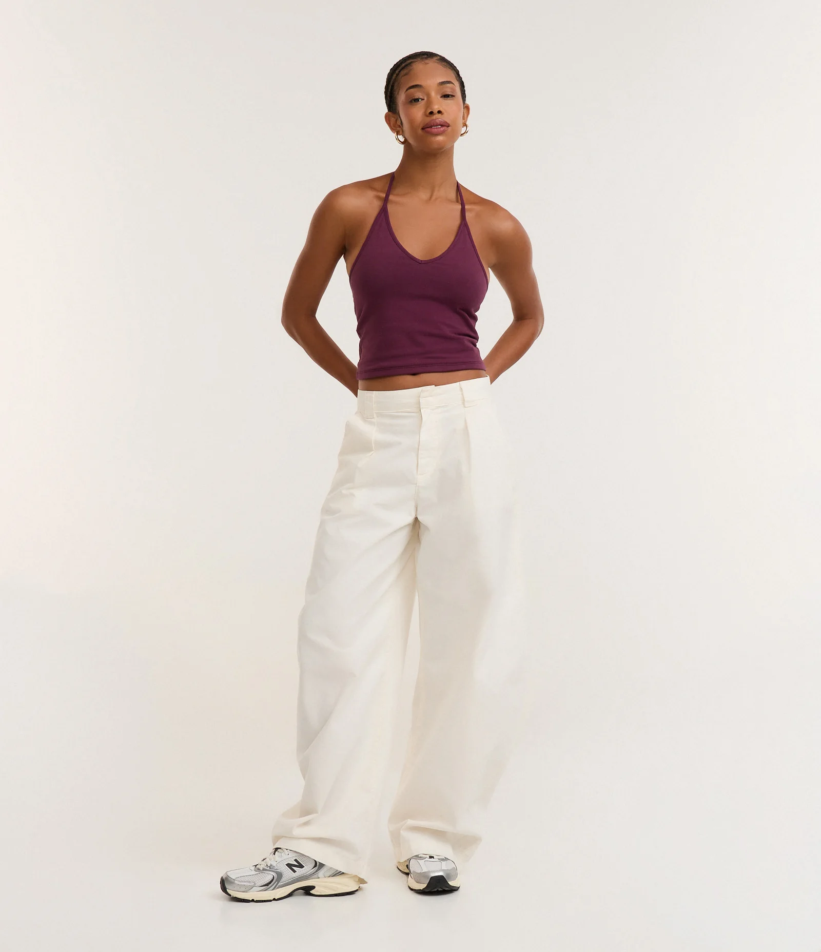 Blusa Cropped Frente Única em Cotton com Amarração Roxo 2