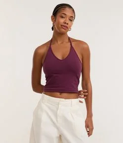 Blusa Cropped Frente Única em Cotton com Amarração