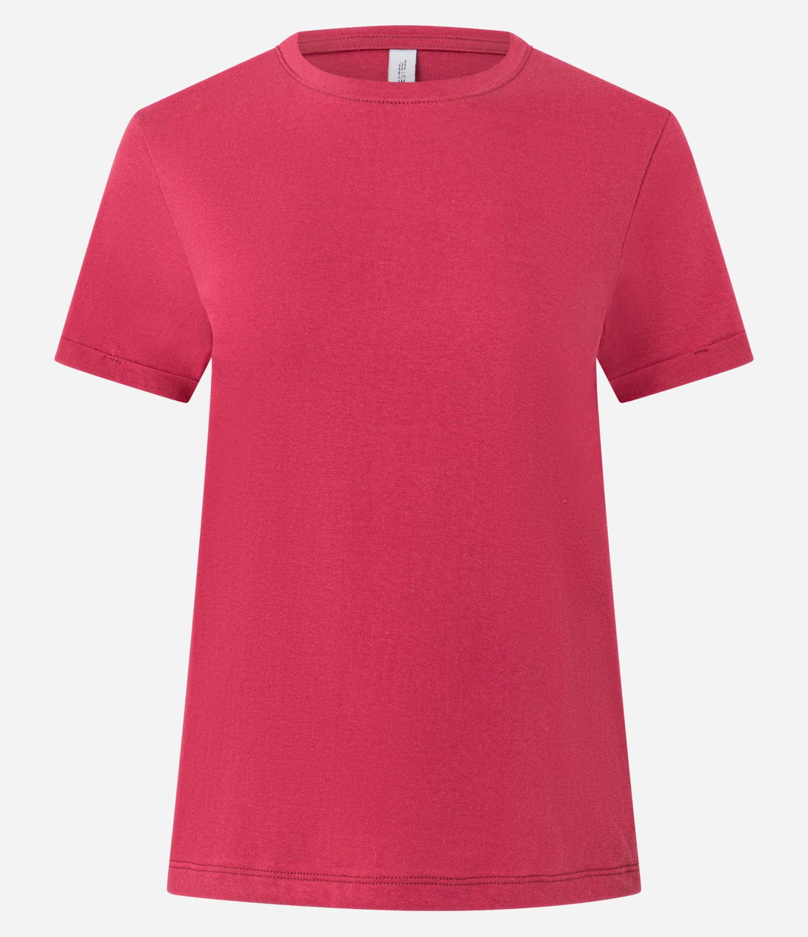 Camiseta Regular em Algodão com Manga Dobrada Vermelho 5