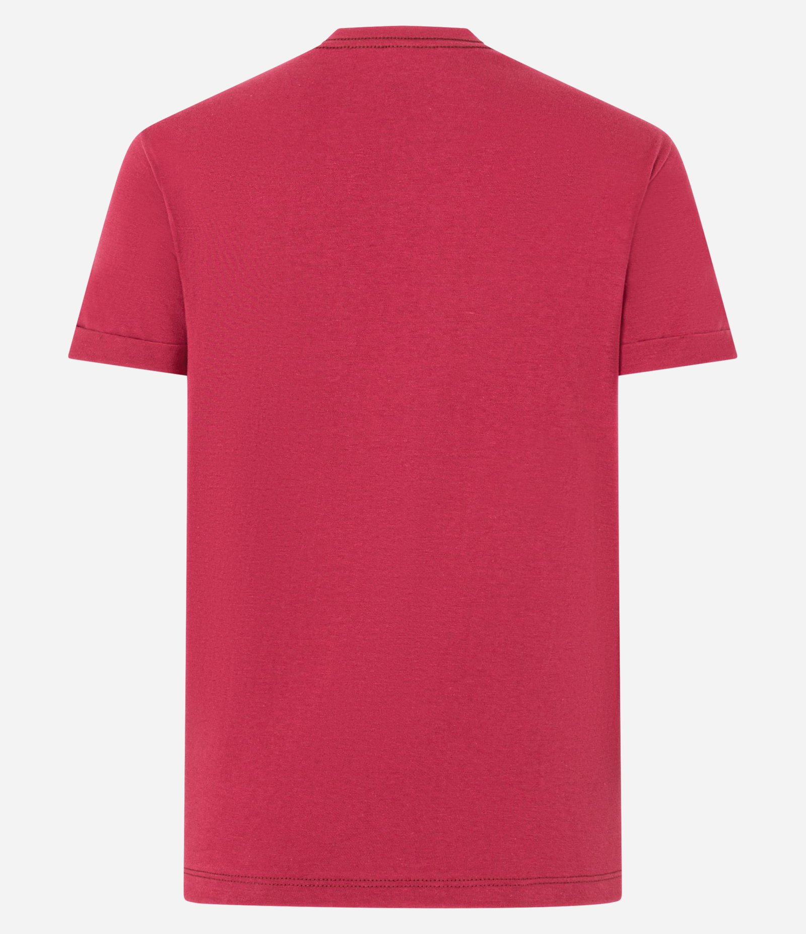 Camiseta Regular em Algodão com Manga Dobrada Vermelho 6