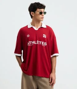 Camiseta Polo Oversized com Manga Curta