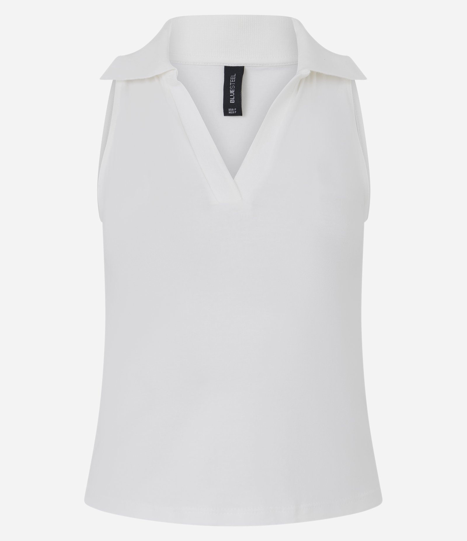 Blusa Polo em Decote V Sem Mangas Branco 6