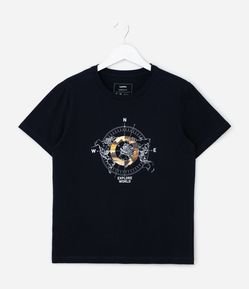 Camiseta Infantil Regular com Estampa Geométrica - Tam 5 a 14 Anos