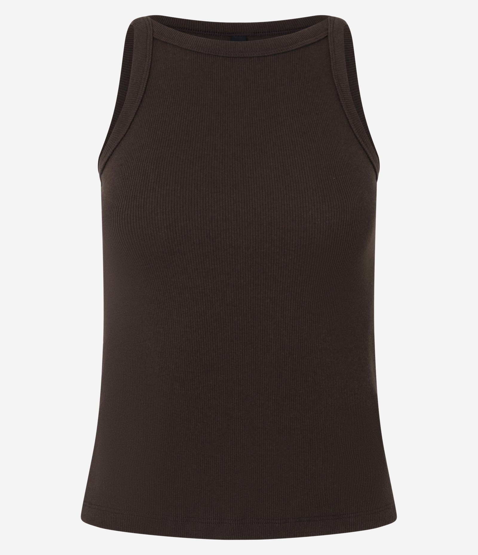 Blusa Regata Canelada em Ribana de Algodão Marrom 4