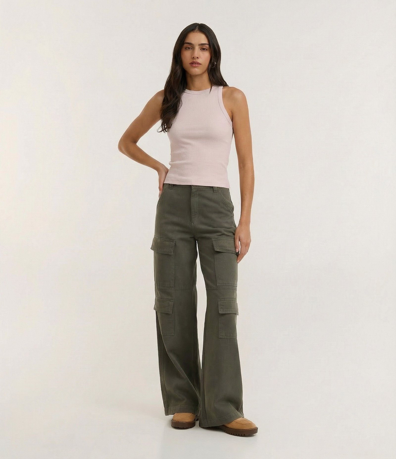 Blusa Regata Canelada em Ribana de Algodão Rosa Claro 1