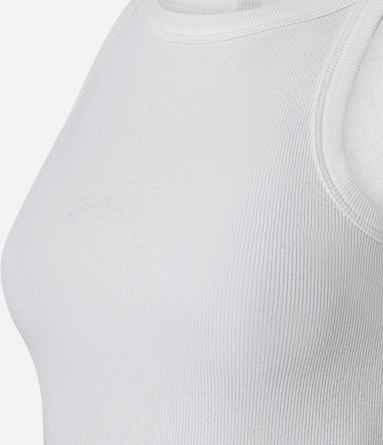 Blusa Regata Canelada em Ribana de Algodão Branco 2