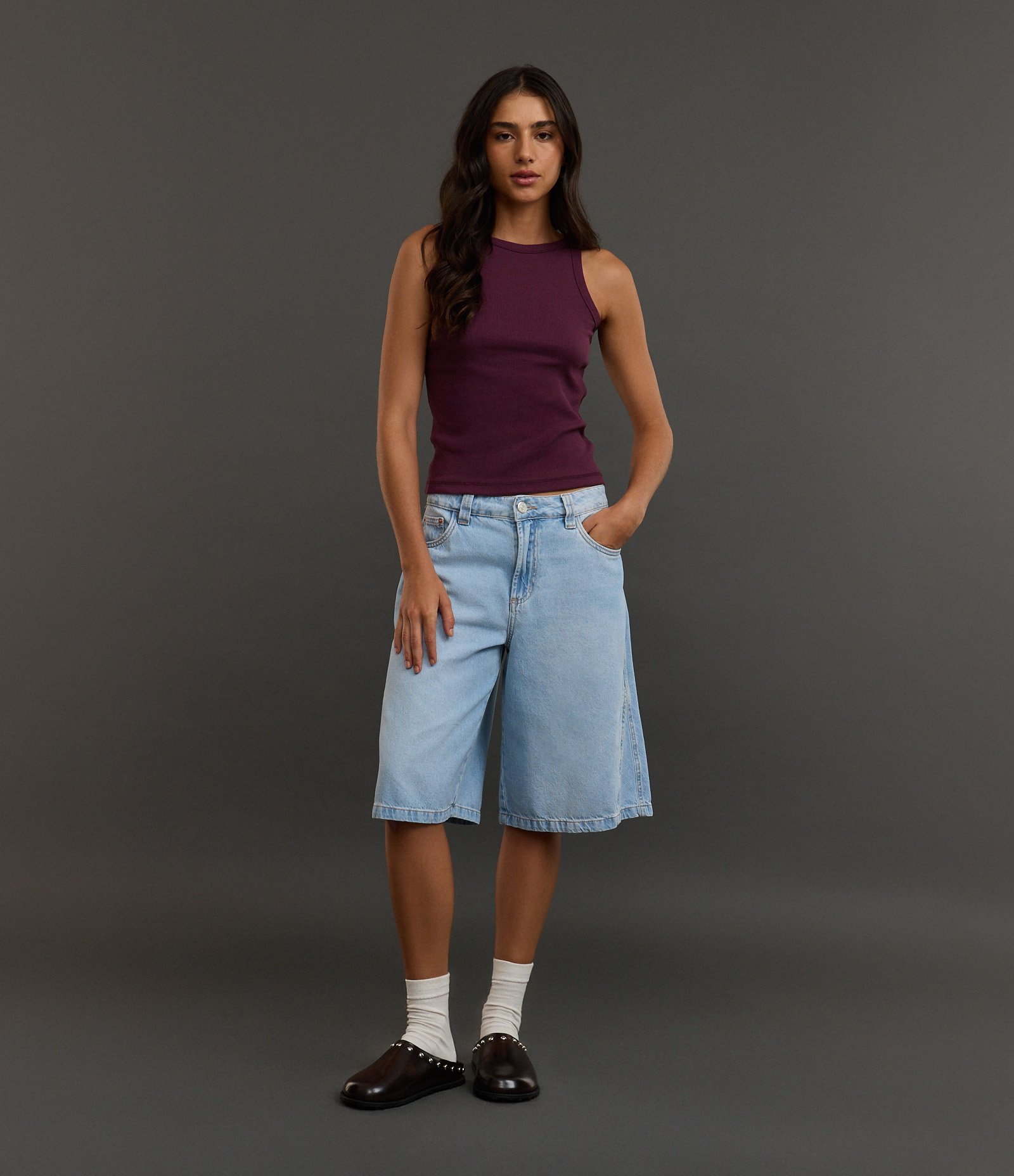 Blusa Regata Canelada em Ribana de Algodão Roxo 2