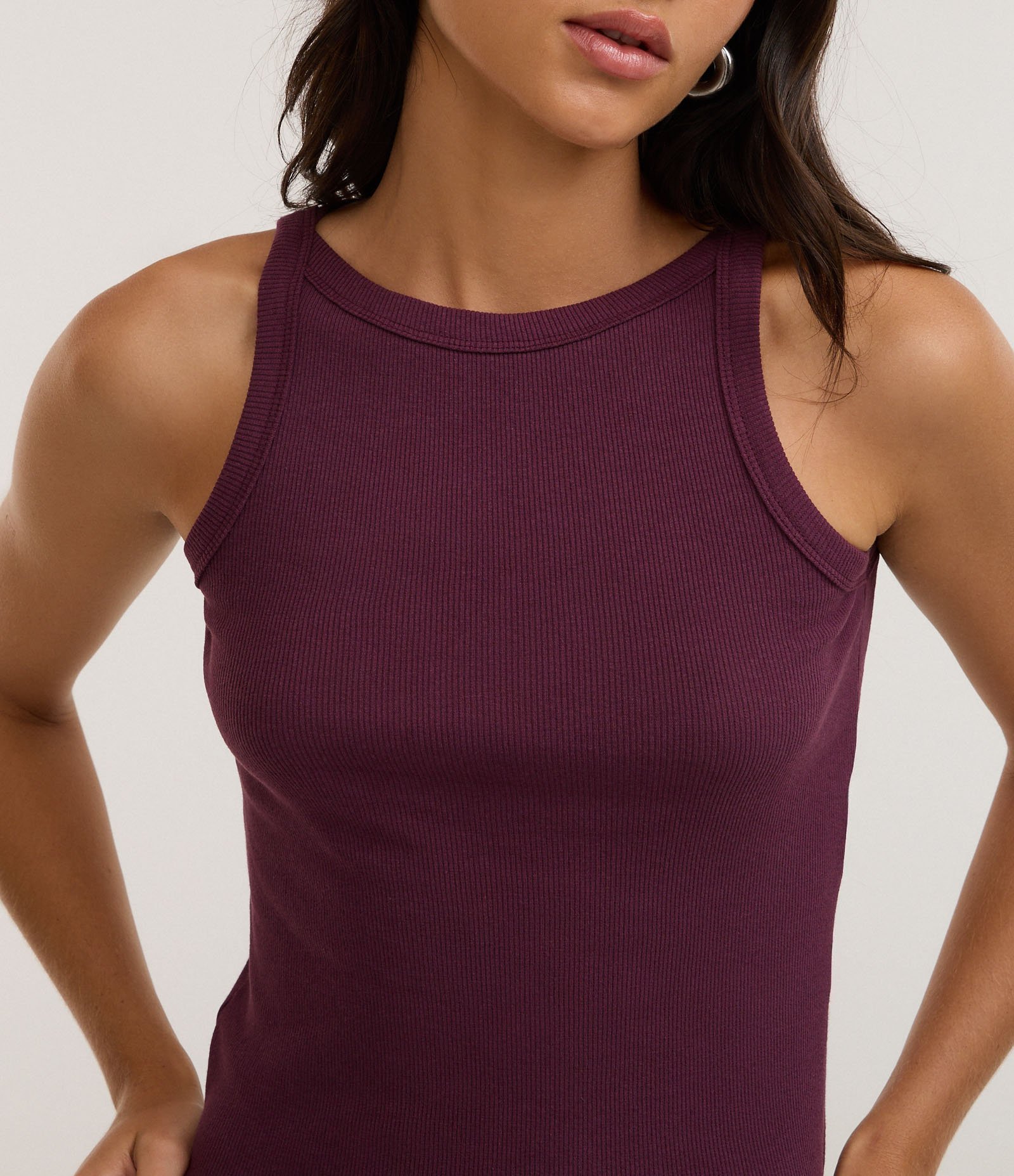 Blusa Regata Canelada em Ribana de Algodão Roxo 3