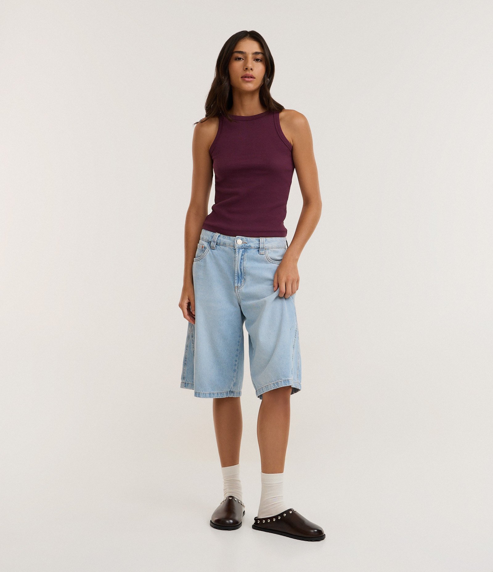 Blusa Regata Canelada em Ribana de Algodão Roxo 4