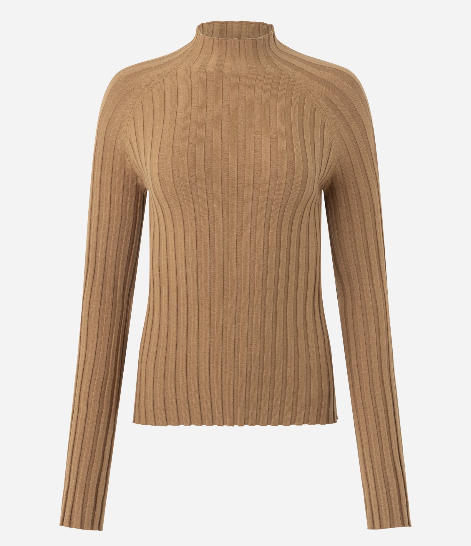 Blusa em Tricô com Gola Alta e Manga Longa Bege 1