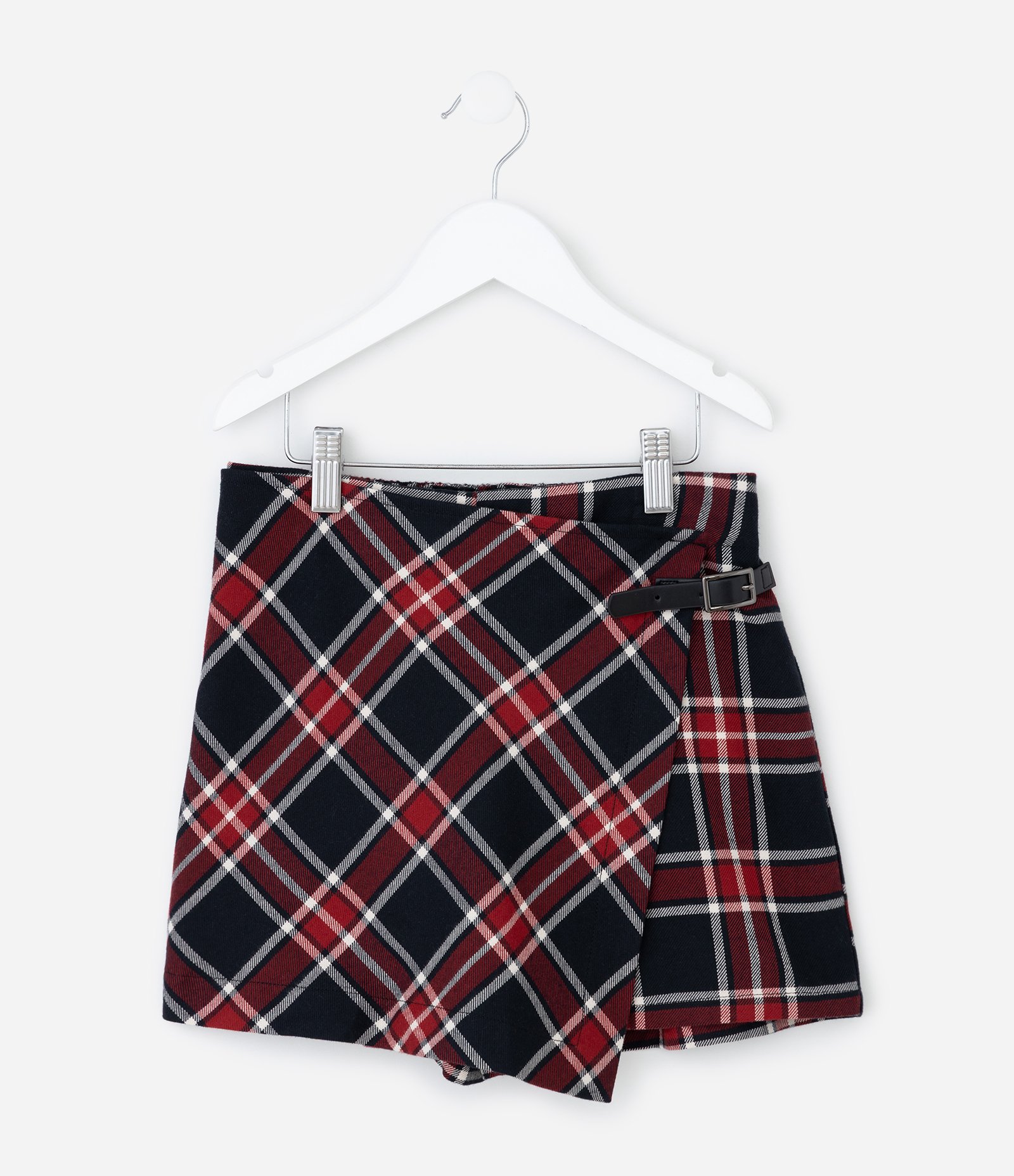 Short Saia Infantil Xadrez em Alfaiataria – Tam 5 a 14 Anos Vermelho/Preto 1