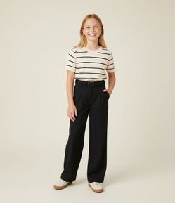 Calça Infantil em Alfaiataria com Cinto Unilateral – Tam 5 a 14 Anos