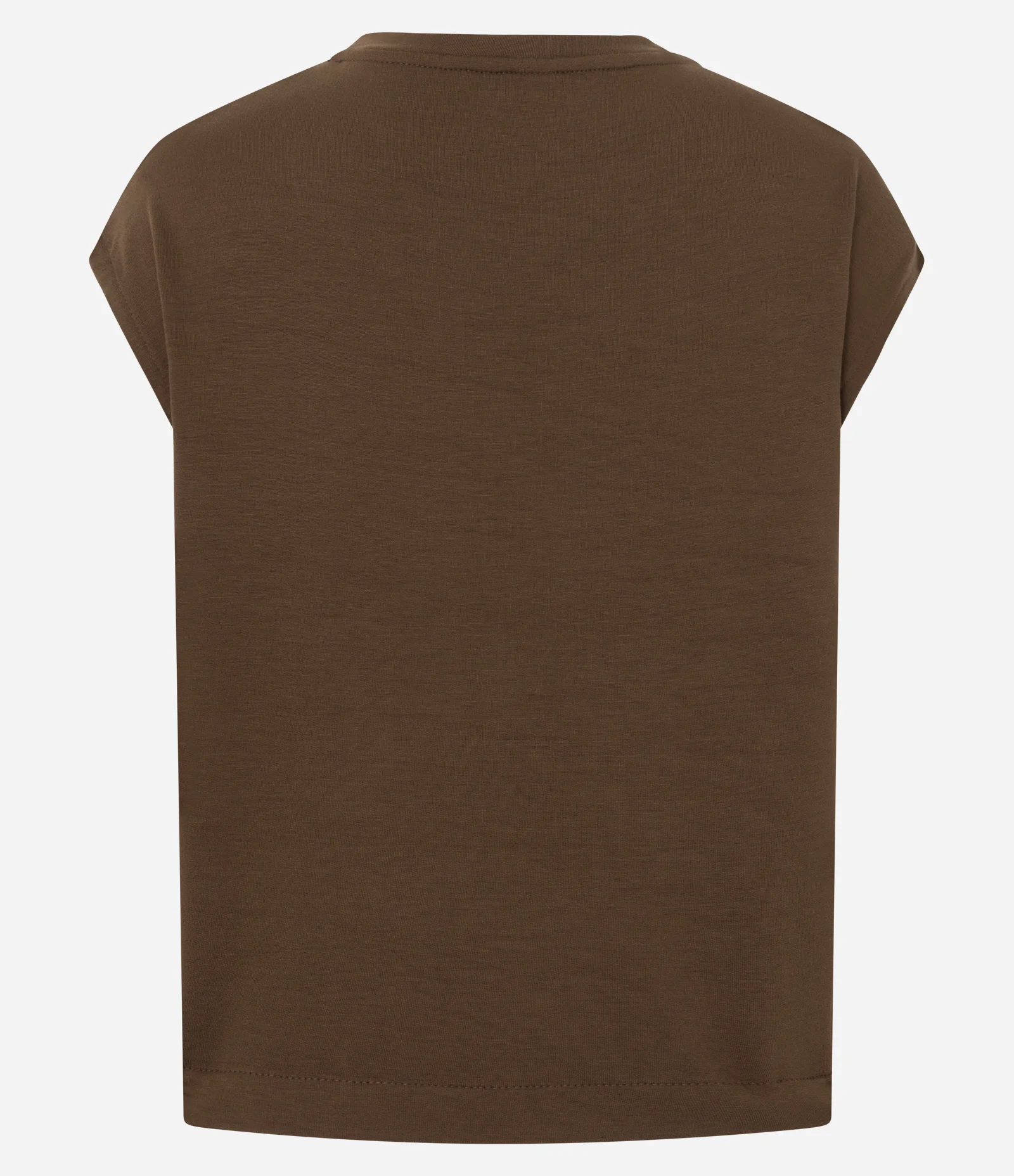 Blusa Manga Curta em Moletinho com Presponhos Verticais Marrom 2