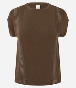 Blusa Manga Curta em Moletinho com Presponhos Verticais