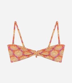 Biquini Top Bandeau em Microfibra Estampado com Alça Removível