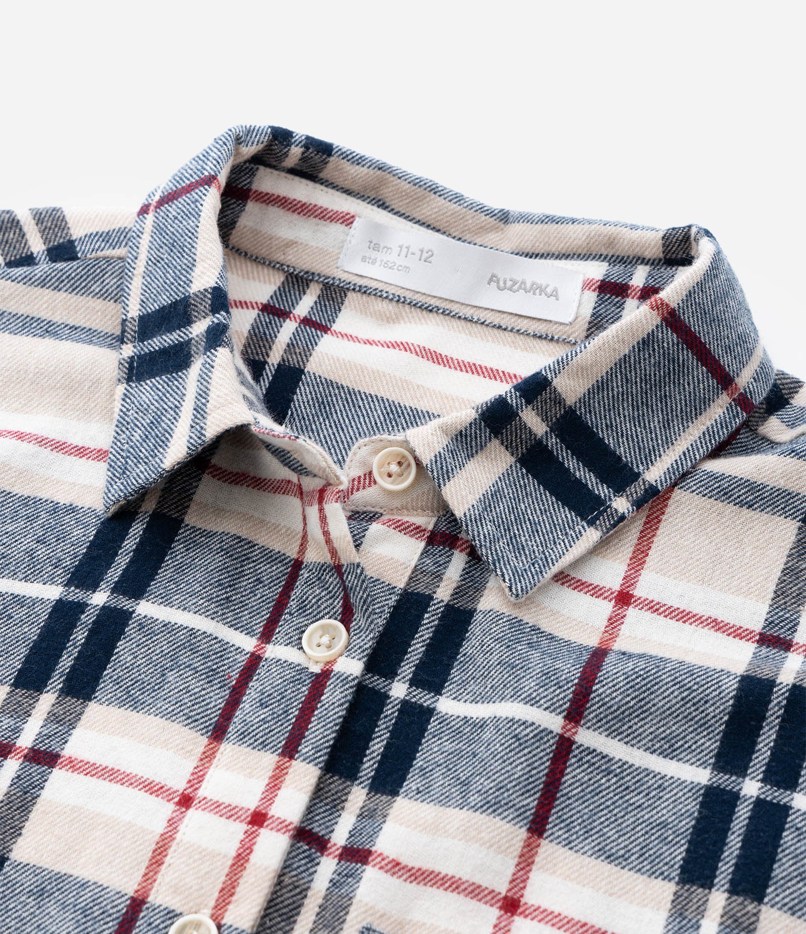 Camisa Infantil Xadrez Flanela com Renda – Tam 5 a 14 Anos Bege/Azul 6