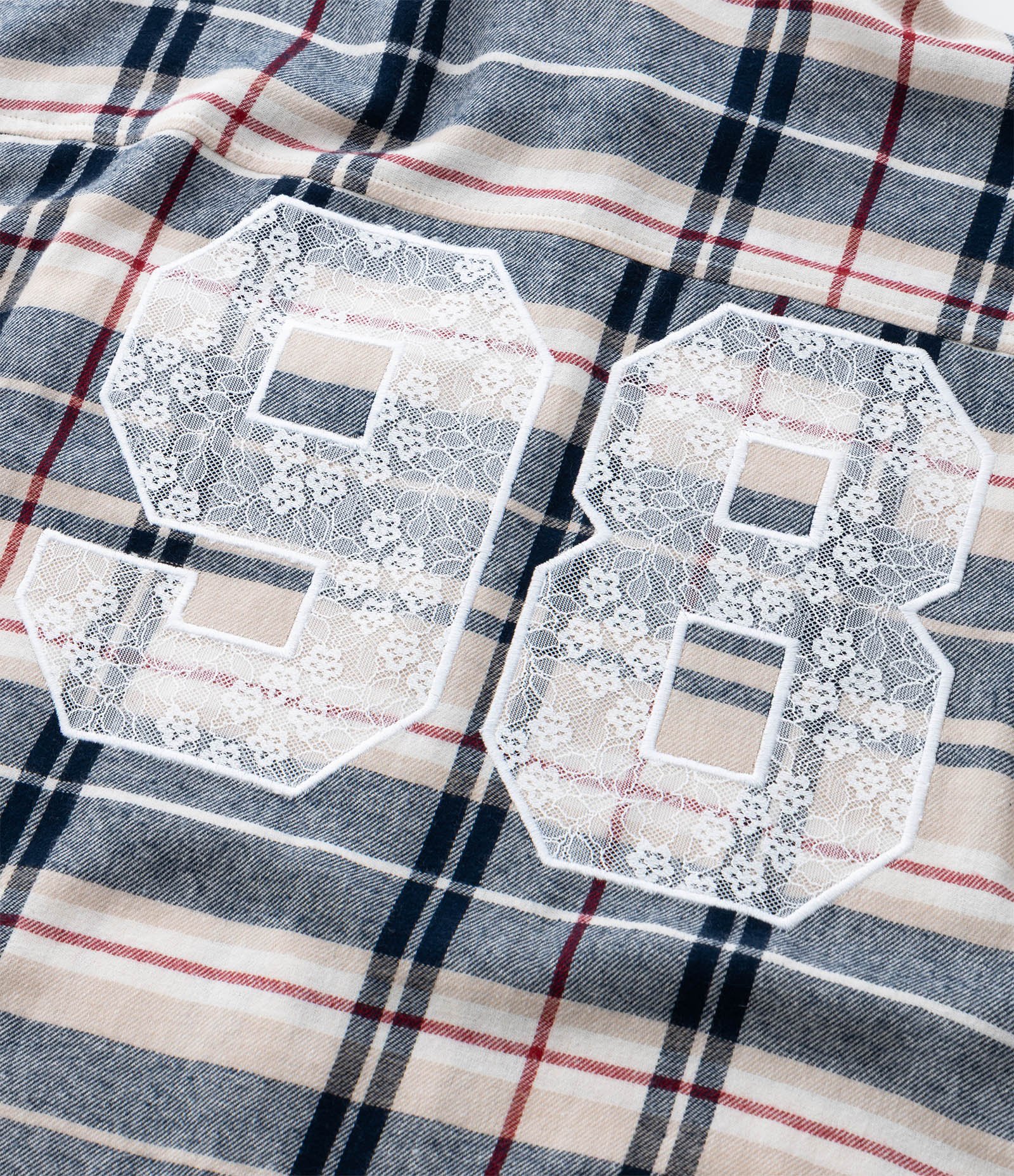 Camisa Infantil Xadrez Flanela com Renda – Tam 5 a 14 Anos Bege/Azul 7
