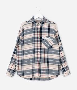 Camisa Infantil Xadrez Flanela com Renda – Tam 5 a 14 Anos