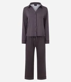 Pijama Feminino Longo Americano Toque Suave Listrado