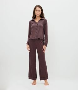 Pijama Feminino Longo Americano Toque Suave Listrado