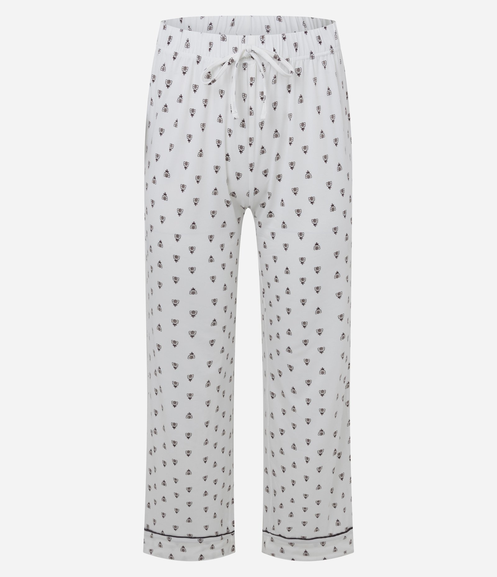 Pijama Feminino Longo Americano Toque Suave Gravataria Branco 4