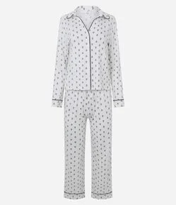Pijama Feminino Longo Americano Toque Suave Gravataria