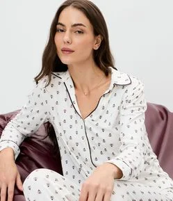 Pijama Feminino Longo Americano Toque Suave Gravataria