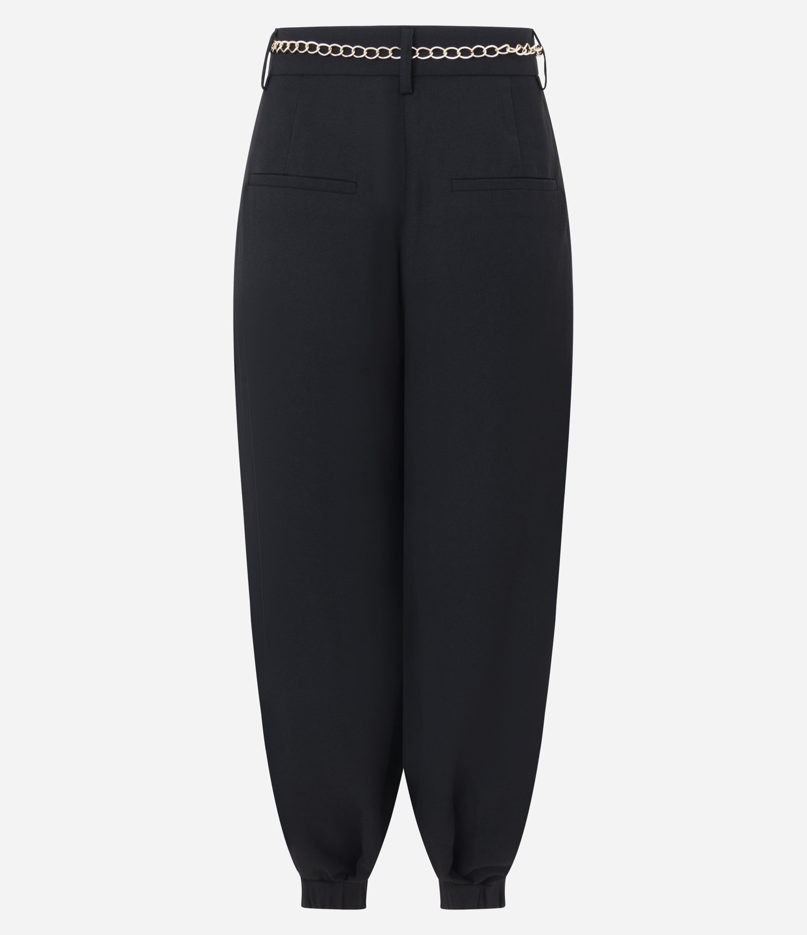 Calça Aladim Alfaiatada com Pregas e Cinto Correntinha Preto 2