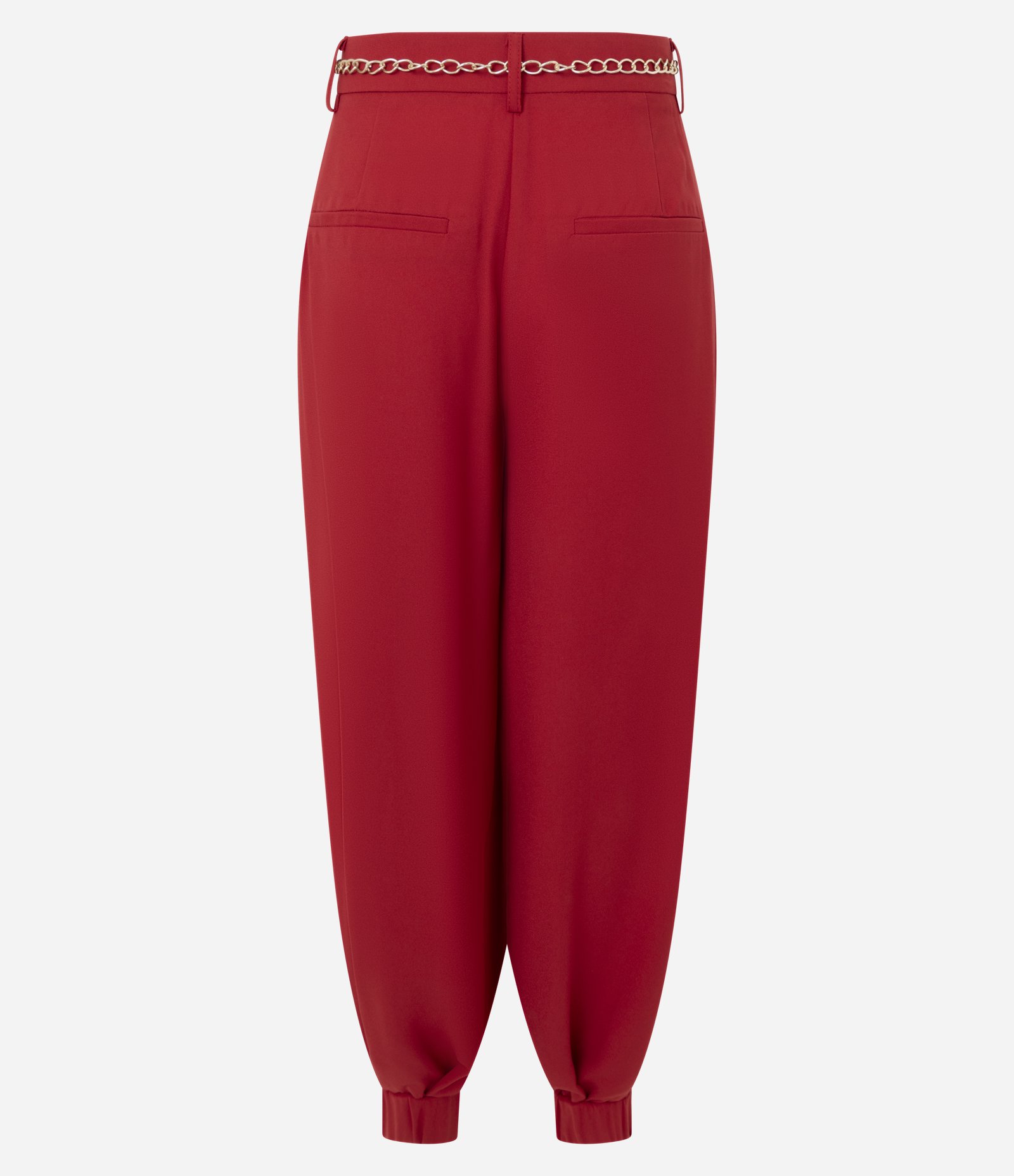 Calça Aladim Alfaiatada com Pregas e Cinto Correntinha Vermelho 7