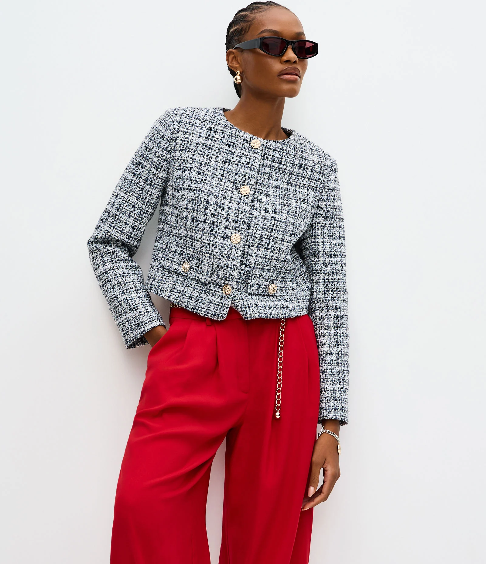 Calça Aladim Alfaiatada com Pregas e Cinto Correntinha Vermelho 2