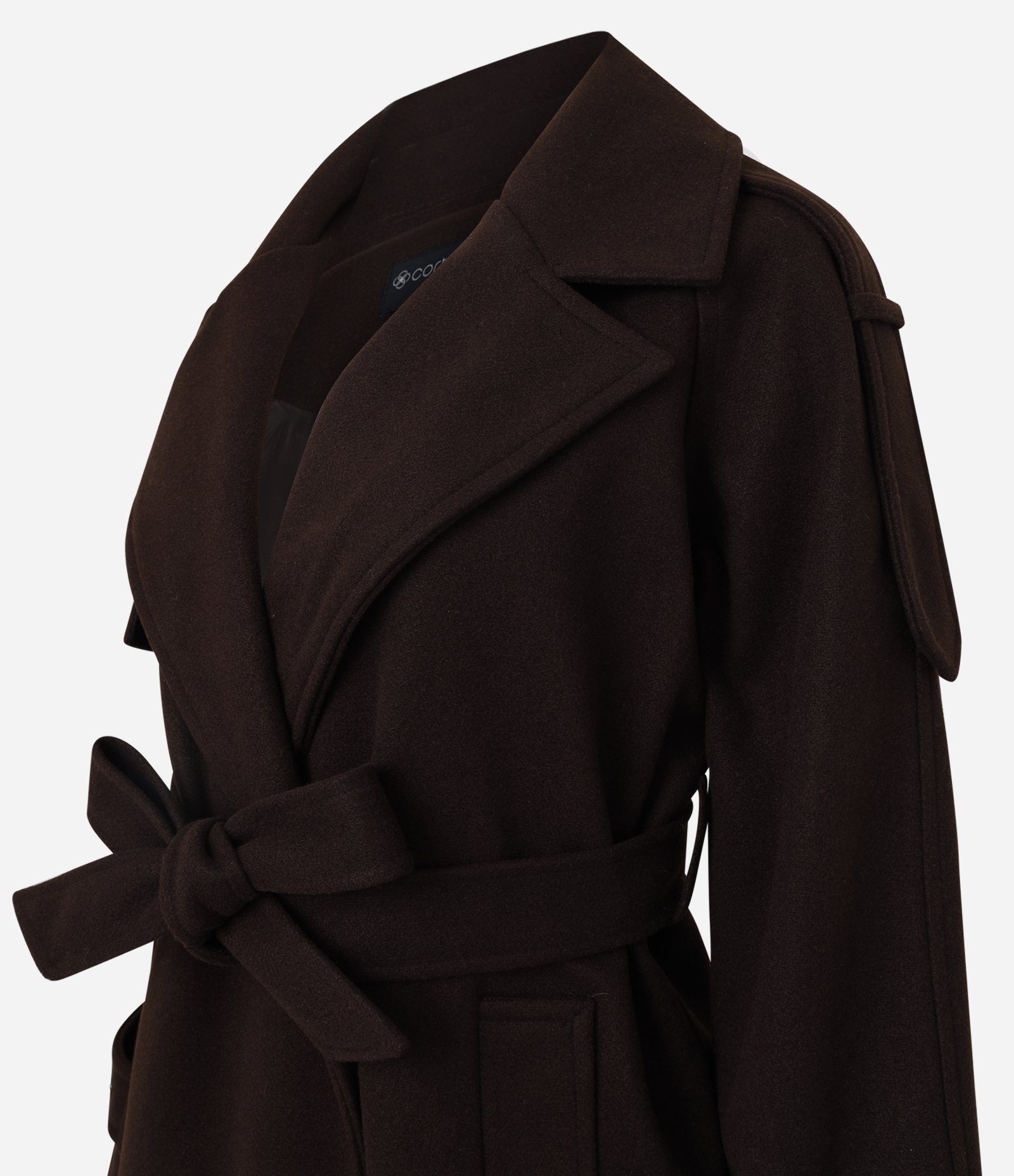 Trench Coat em Polyvelour com Faixa para Amarração Marrom 8