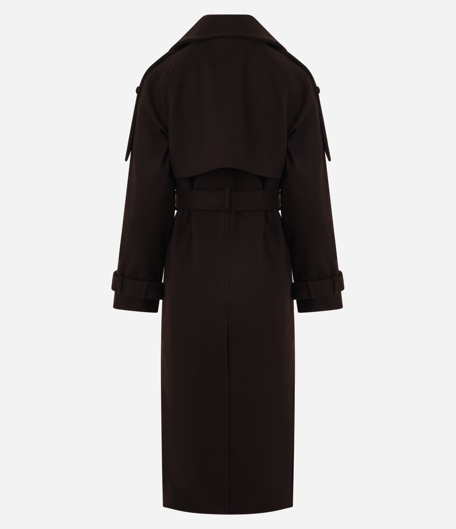 Trench Coat em Polyvelour com Faixa para Amarração Marrom 9