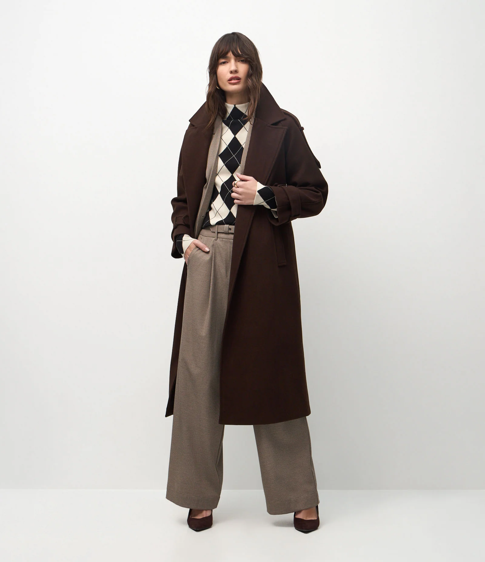 Trench Coat em Polyvelour com Faixa para Amarração Marrom 2