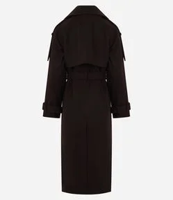 Trench Coat em Polyvelour com Faixa para Amarração