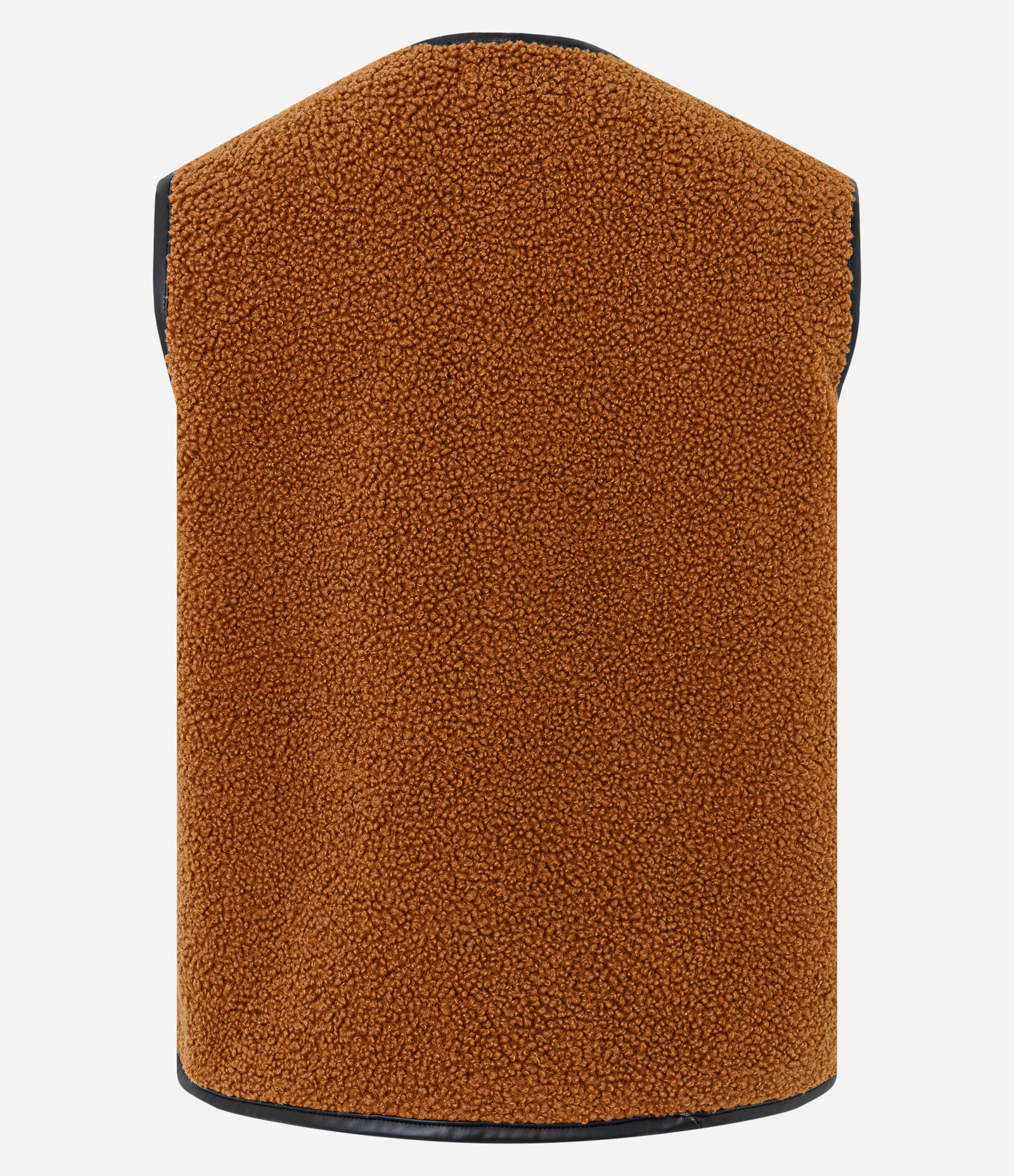 Colete com Textura de Pelos e Detalhes em PU Marrom 8