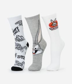 Kit 03 Meia Cano Alto em Algodão com Estampa do  Pernalonga