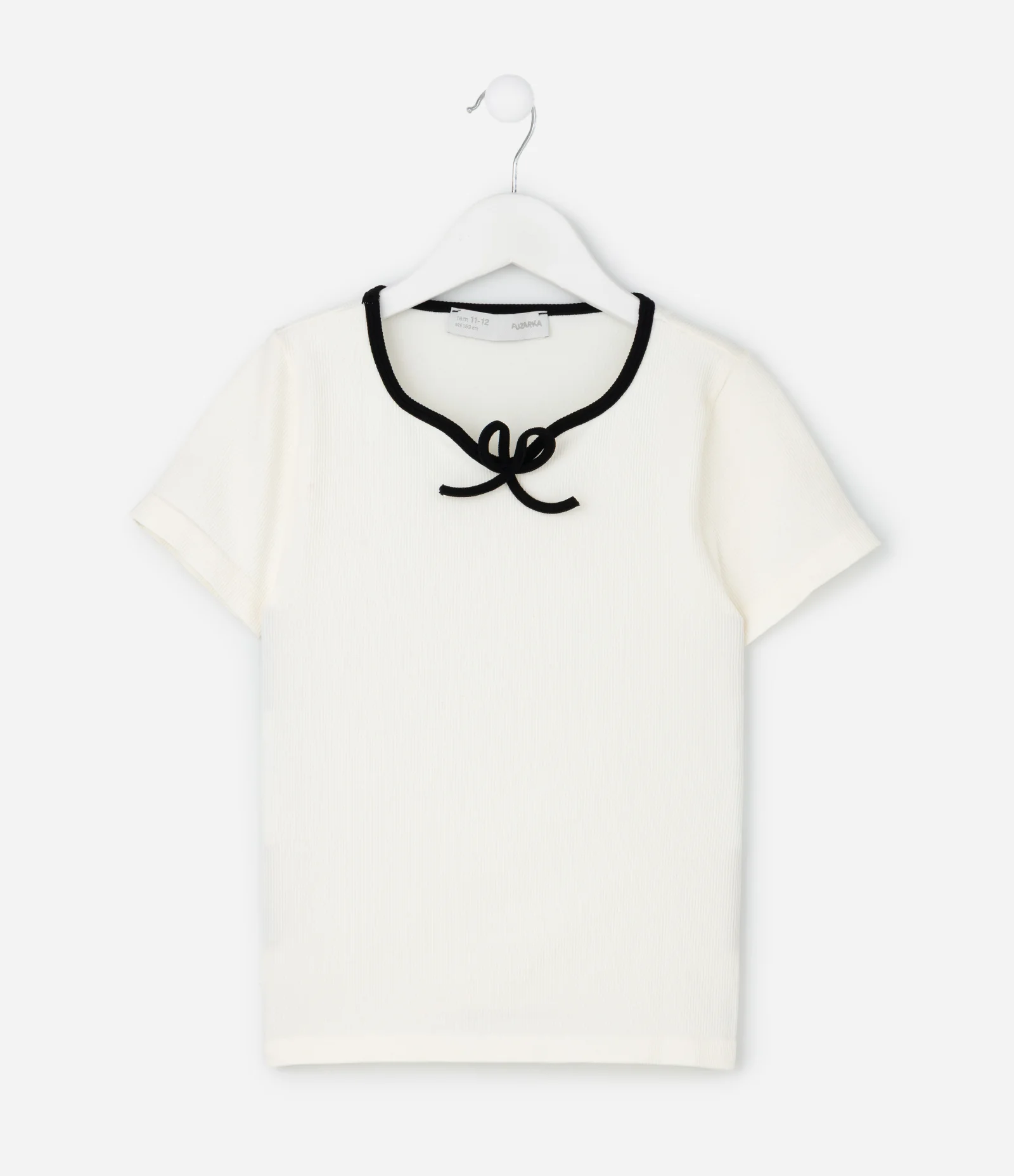 Camiseta Infantil Seamless com Laço – Tam 5 a 14 Anos Off White 1