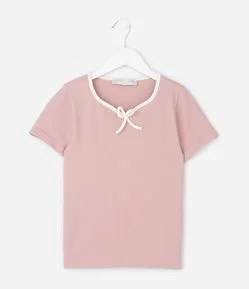 Camiseta Infantil Seamless com Laço – Tam 5 a 14 Anos