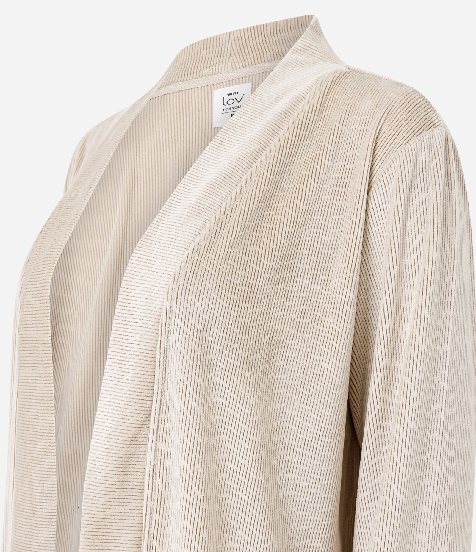 Robe Regular em Plush Canelado com Bolsos Bege 2