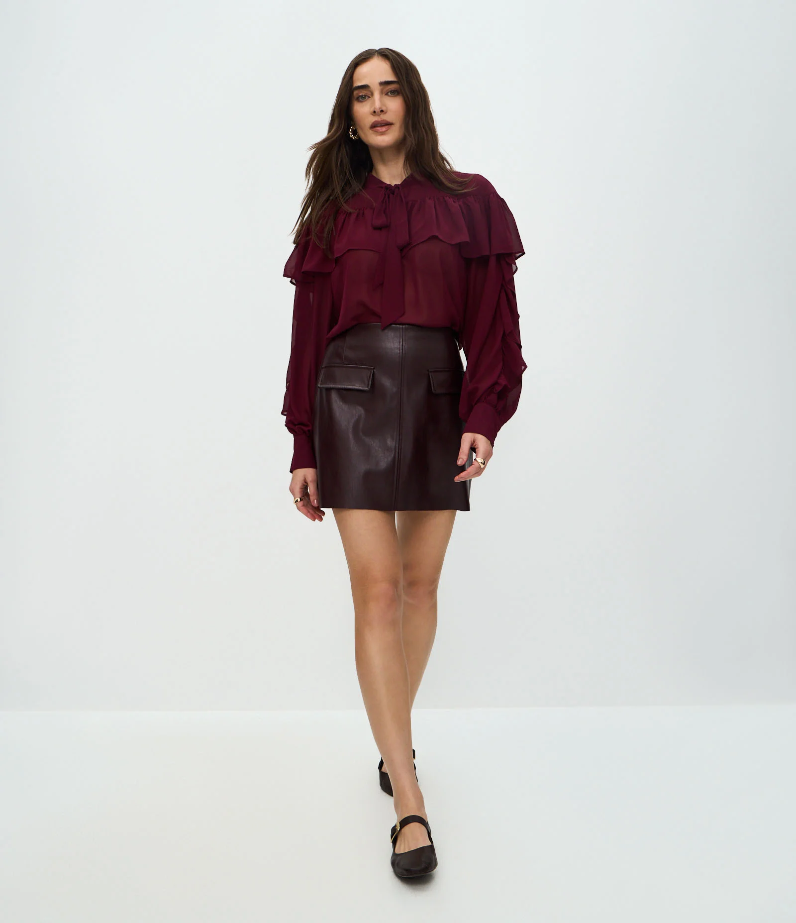 Blusa em Chiffon com Babados e Amarração Frontal 2
