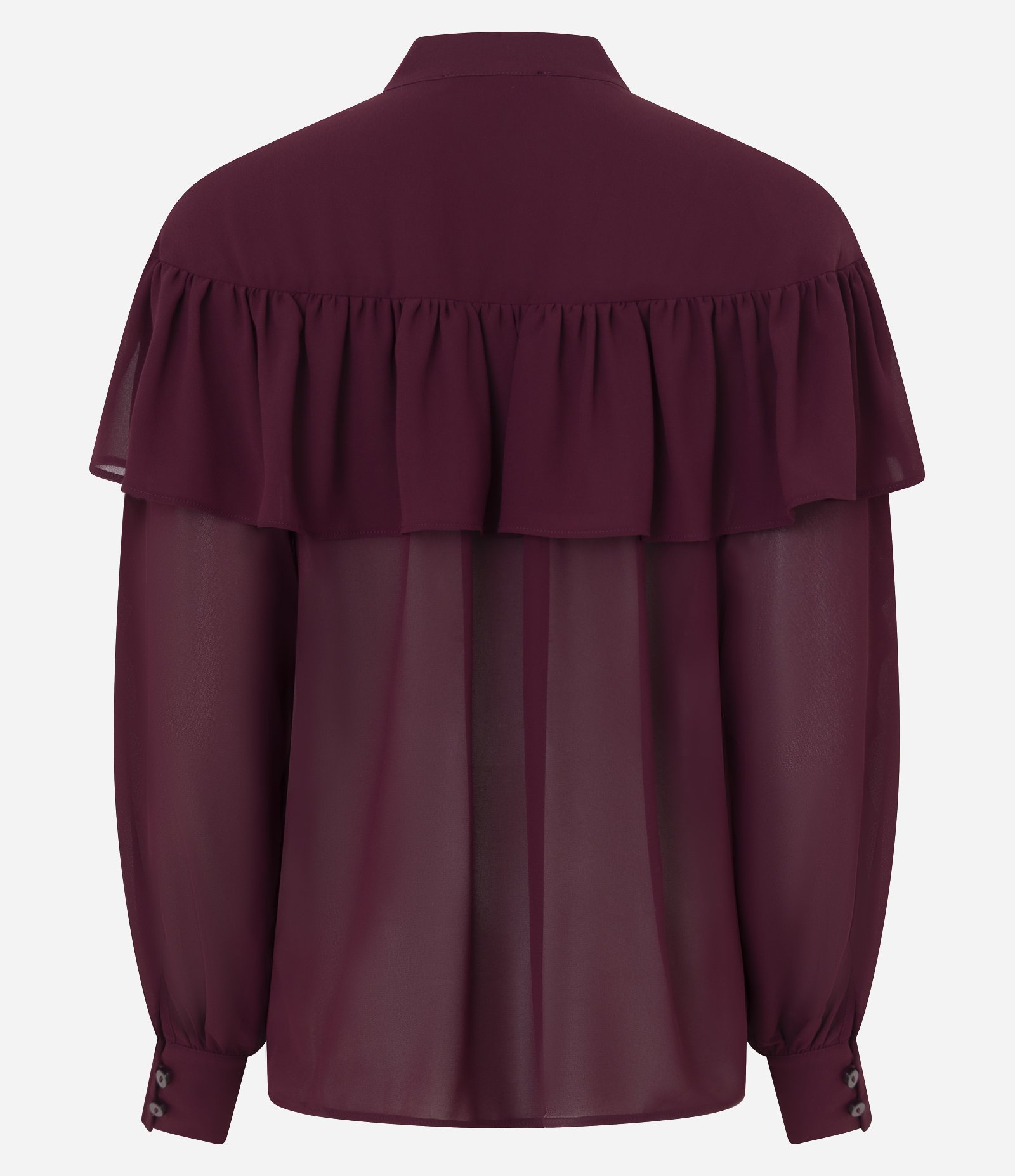 Blusa em Chiffon com Babados e Amarração Frontal Bordô 3
