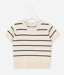 Camiseta Infantil em Jacquard Listrado – Tam 5 a 14 Anos