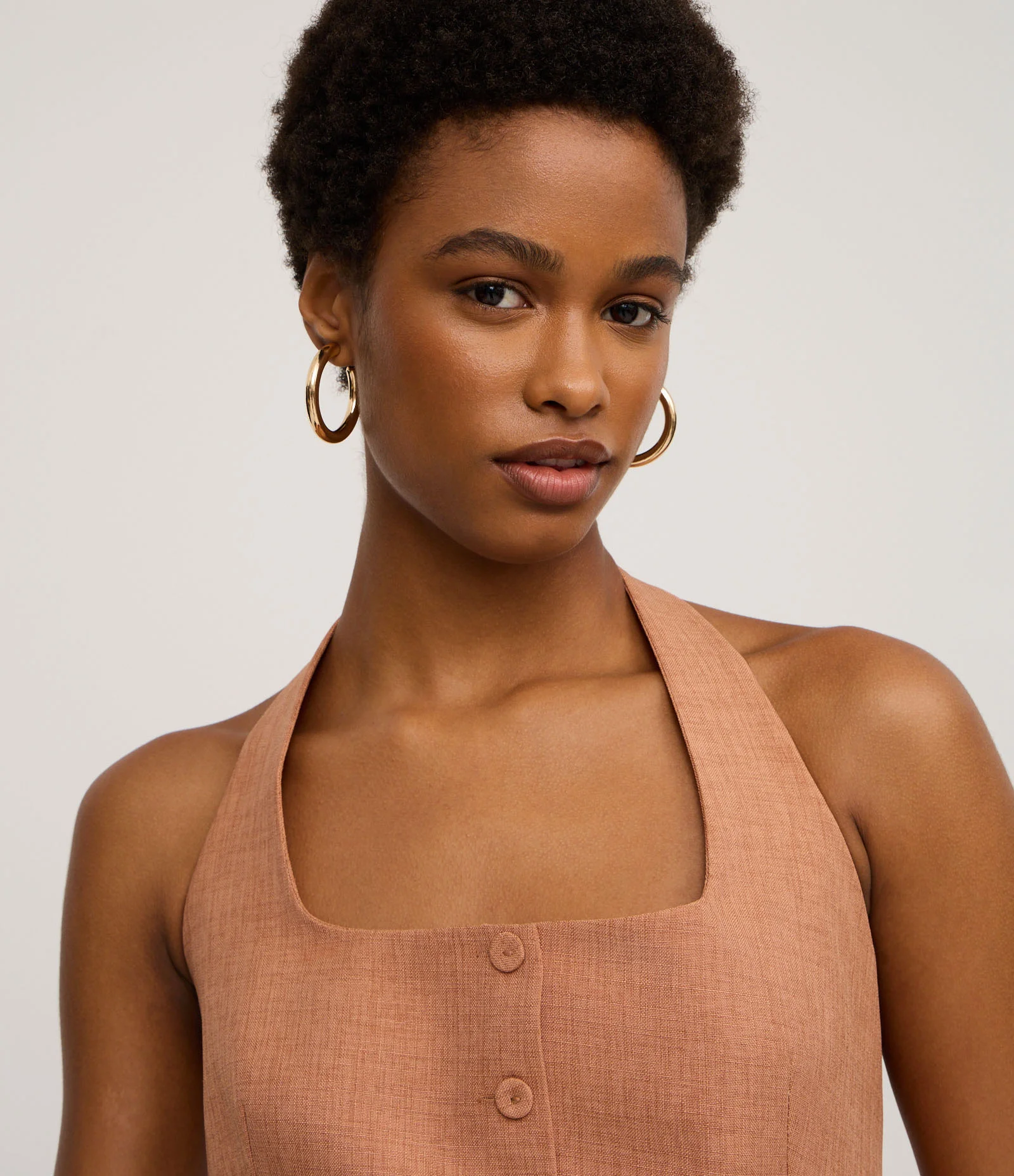 Colete Frente Única Afaiatado com Lapelas Terracota 3