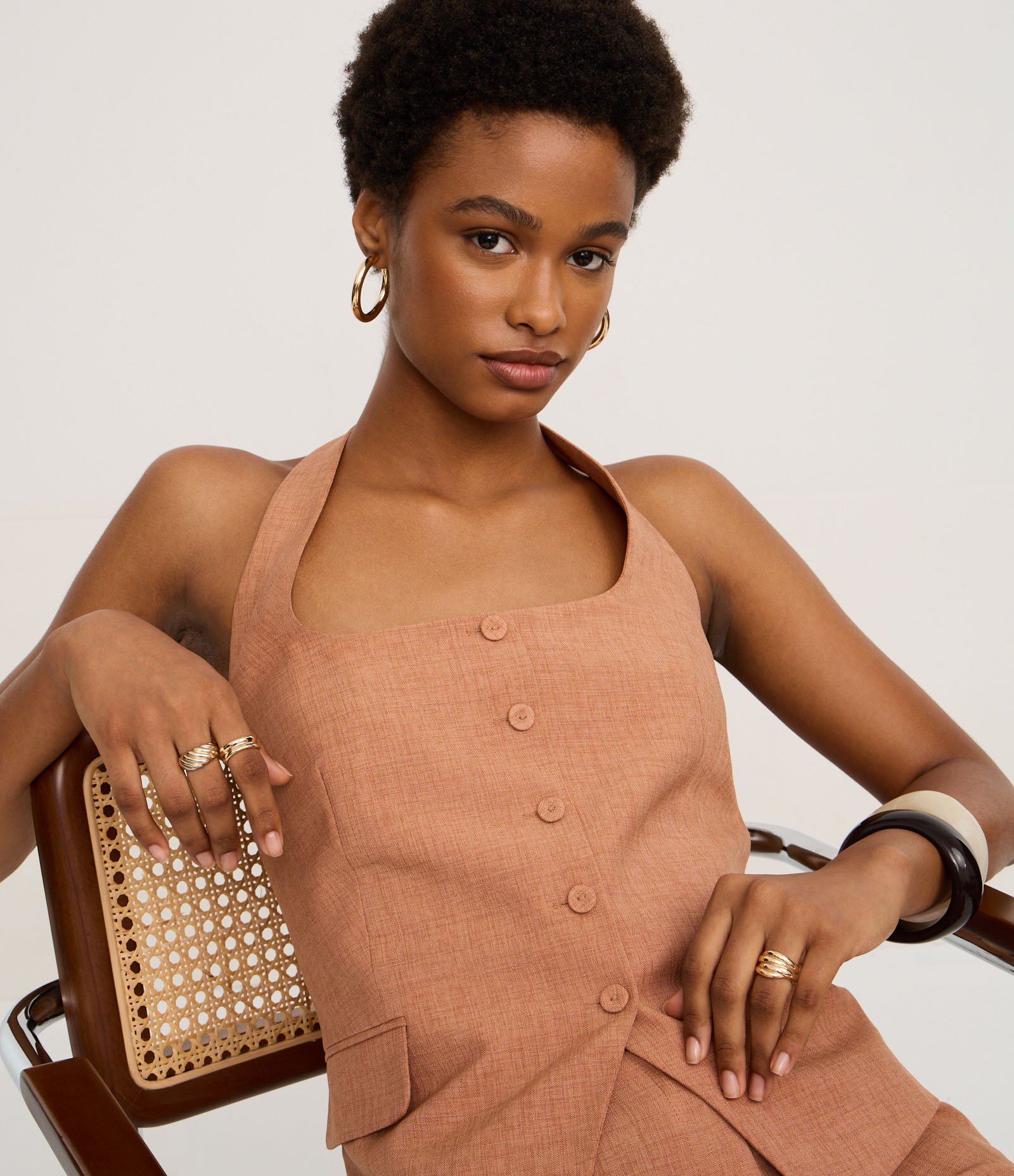 Colete Frente Única Afaiatado com Lapelas Terracota 5