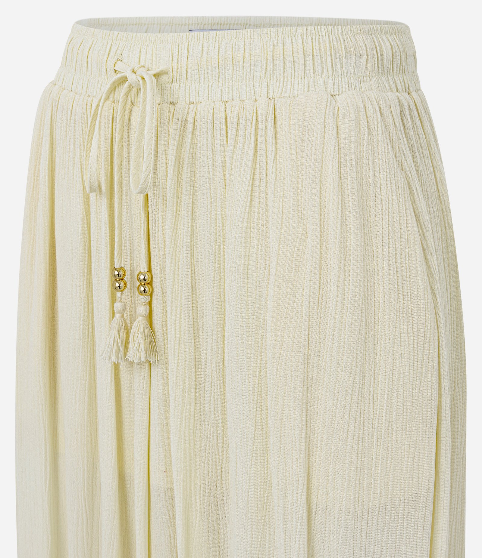 Calça Balloon em Viscose com Barra Franzida Bege 6